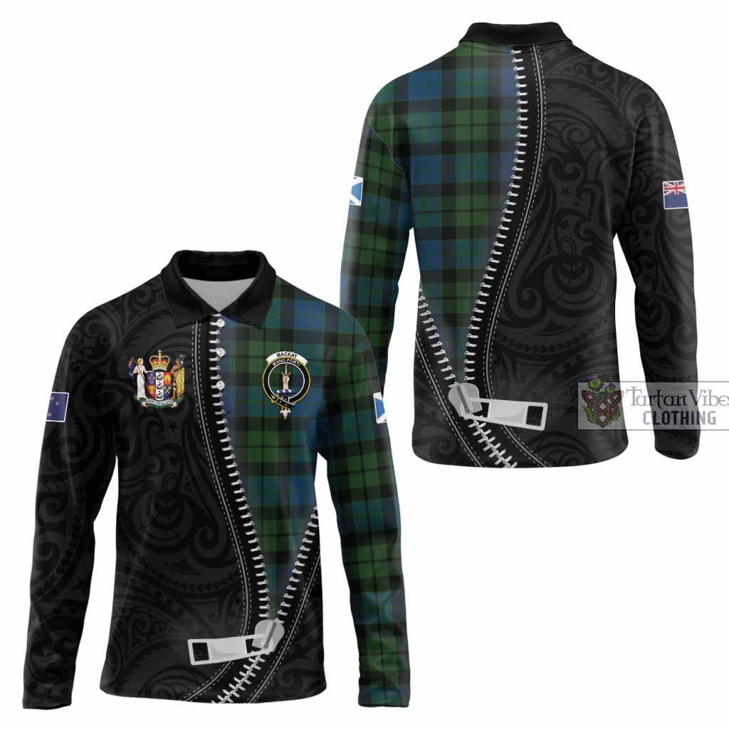 MacKay (McKay) Tartan Long Sleeve Polo Shirt New Zealand Pattern Unique Zipper Stylized