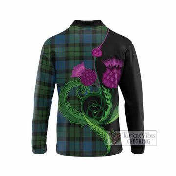 MacKay (McKay) Tartan Long Sleeve Polo Shirt Traditional Scottish Thistle