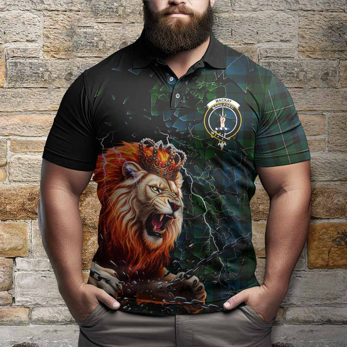 MacKay Tartan Mighty Lion Polo Shirt Explosion Flying Pieces