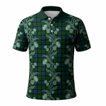 MacKay (McKay) Tartan Polo Shirt Seamless Scottish Thistle Flowers