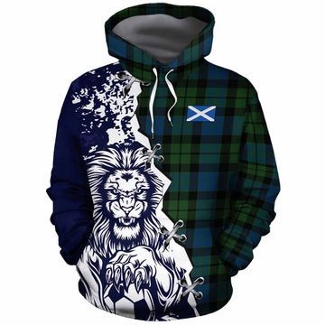 MacKay (McKay) Tartan Scottish Cotton Hoodie Angry Lion With Soccer Ball Style