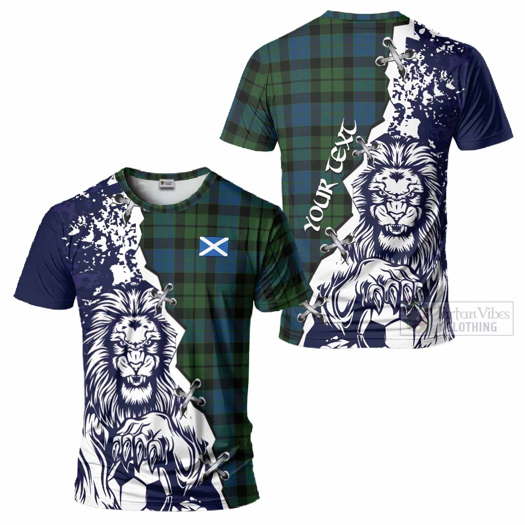 MacKay (McKay) Tartan Scottish T-Shirt Angry Lion With Soccer Ball Style