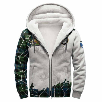 MacKay (McKay) Tartan Sherpa Hoodie with Family Crest and Lion Rampant Grunge Style