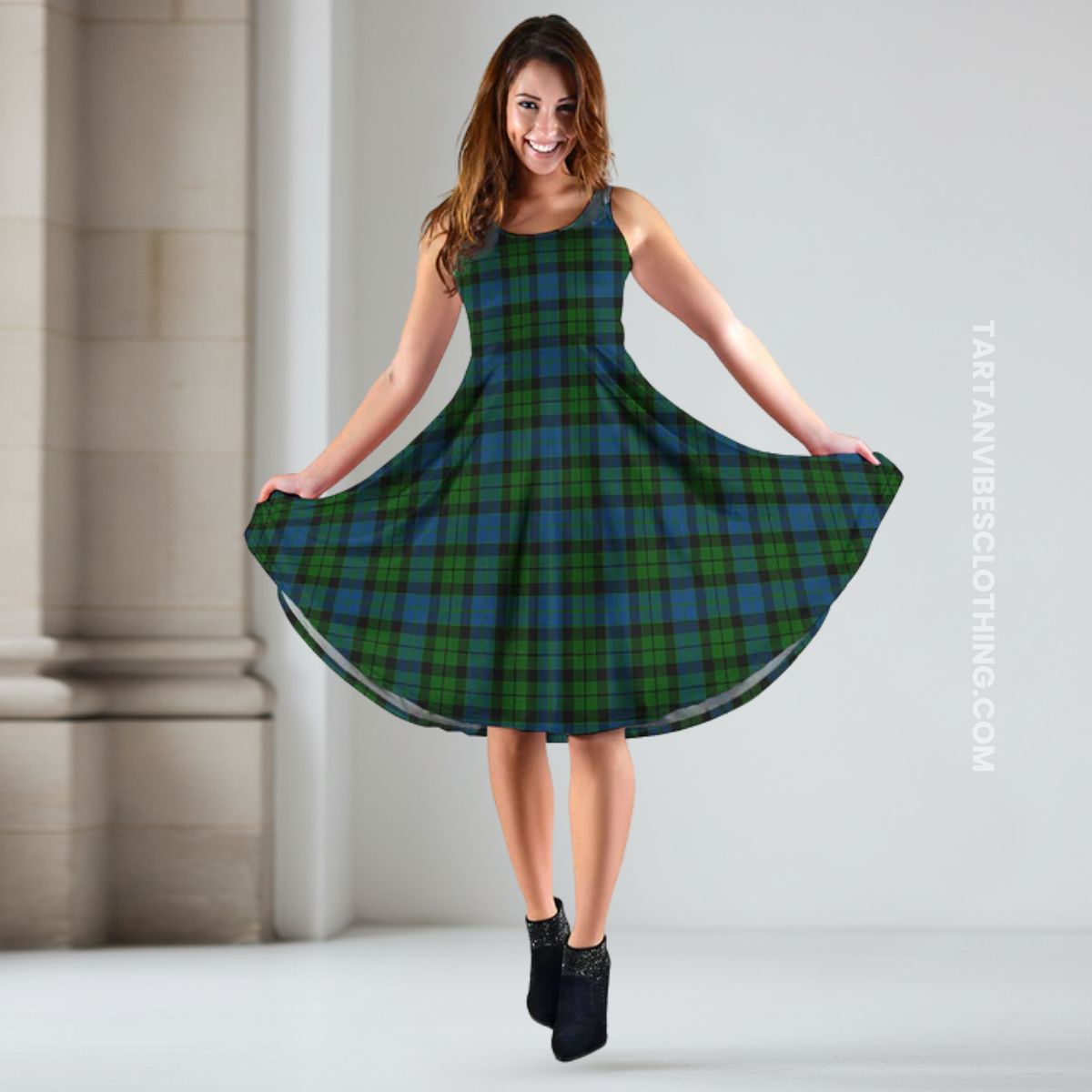 MacKay Tartan Sleeveless Midi Womens Dress