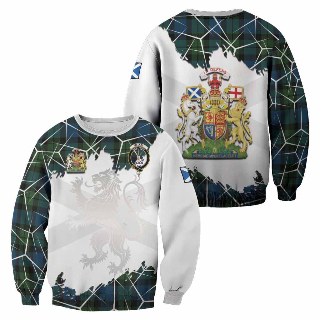MacKay (McKay) Tartan Sweatshirt with Family Crest and Lion Rampant Grunge Style