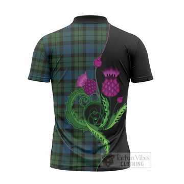 MacKay (McKay) Tartan Zipper Polo Shirt Traditional Scottish Thistle