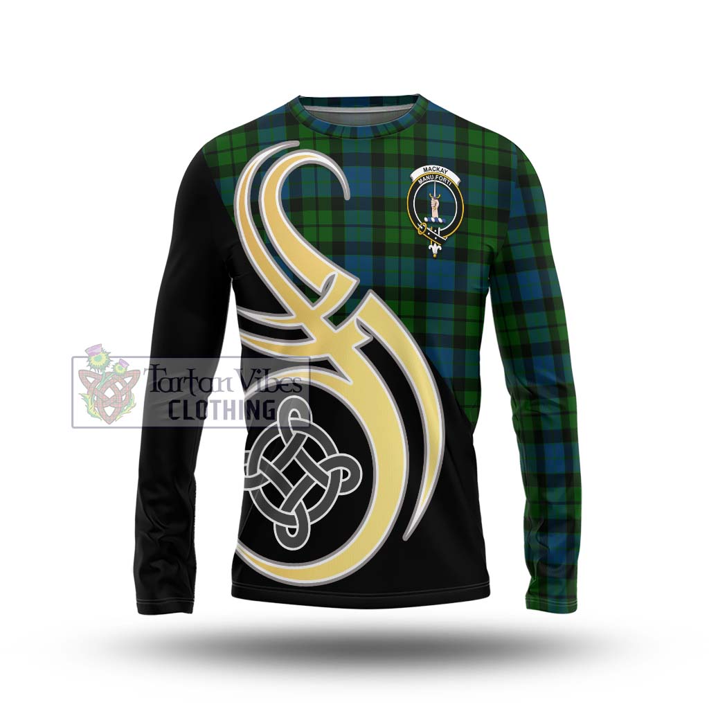MacKay (McKay) Tartan Long Sleeve T-Shirt with Family Crest and Celtic Symbol Style Unisex - Tartan Vibes Clothing