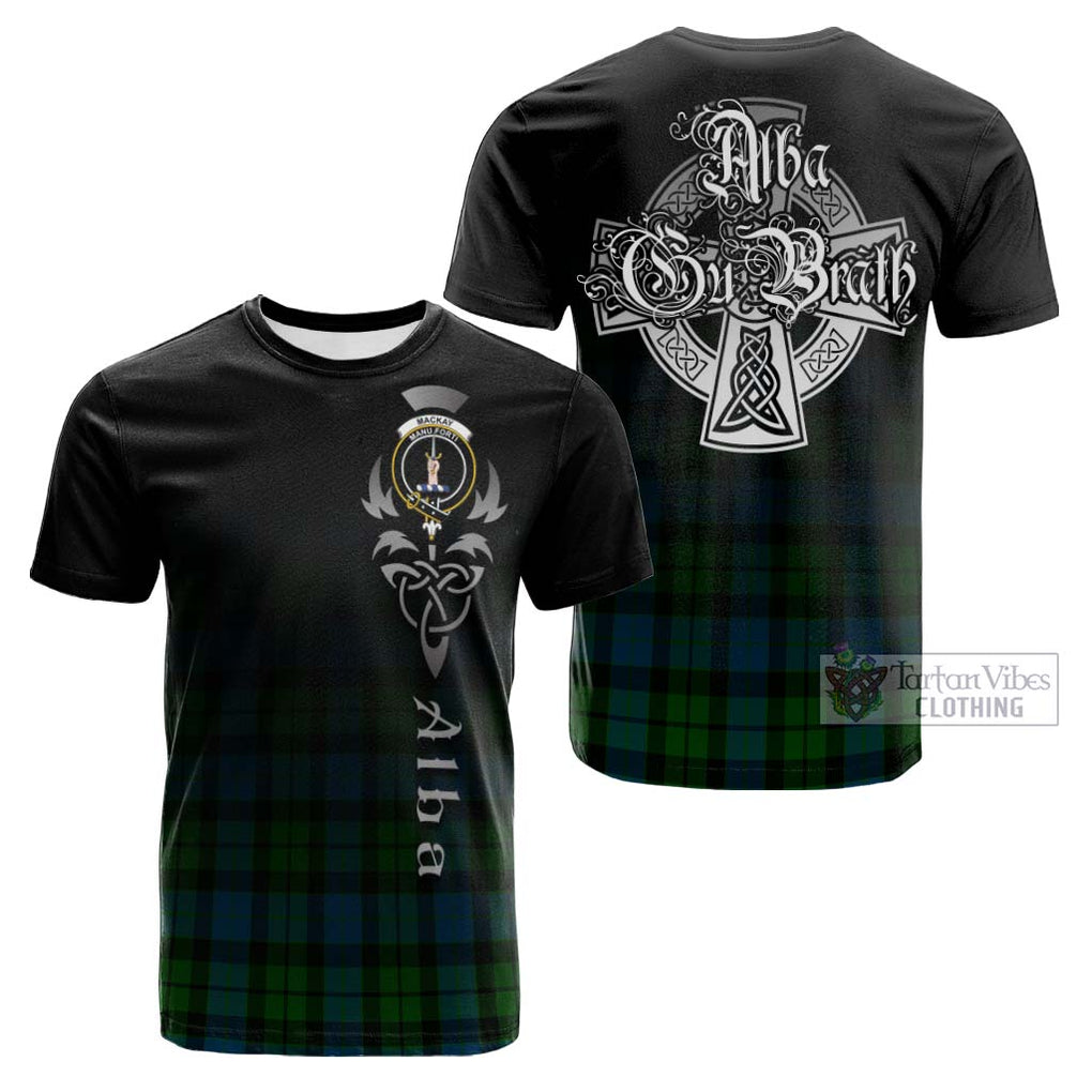 Tartan Vibes Clothing MacKay Modern Tartan Cotton T-shirt Featuring Alba Gu Brath Family Crest Celtic Inspired