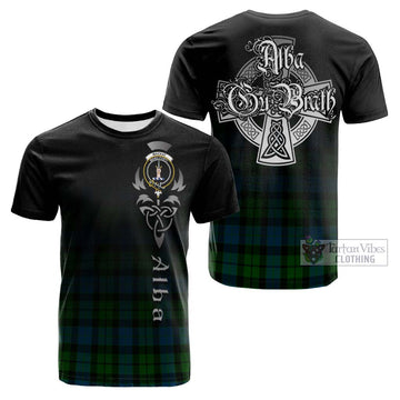 Tartan Vibes Clothing MacKay Modern Tartan Cotton T-shirt Featuring Alba Gu Brath Family Crest Celtic Inspired