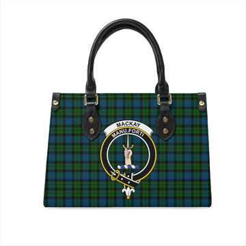 MacKay (McKay) Tartan Leather Bag with Family Crest