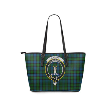 MacKay Modern Tartan Leather Tote Bag with Family Crest