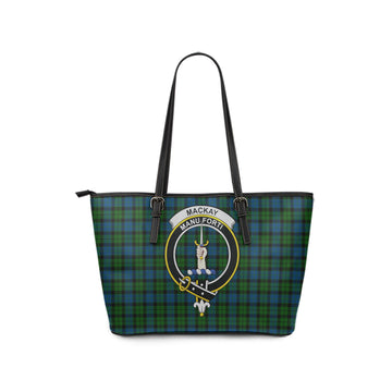 MacKay (McKay) Tartan Leather Tote Bag with Family Crest