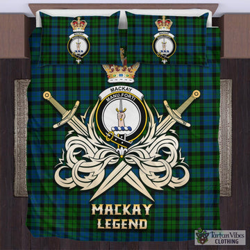 MacKay Modern Tartan Bedding Set with Clan Crest and the Golden Sword of Courageous Legacy