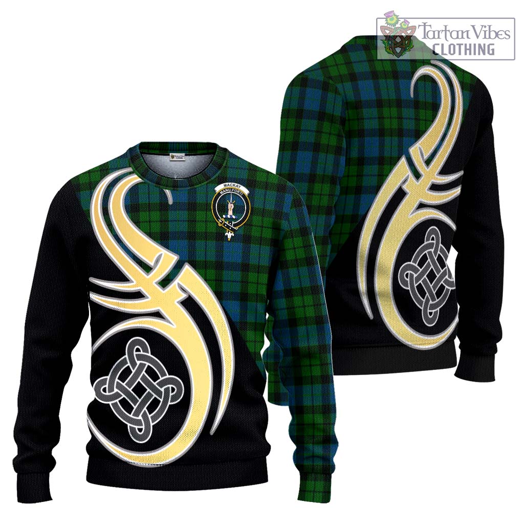 MacKay (McKay) Tartan Knitted Sweater with Family Crest and Celtic Symbol Style Unisex - Tartan Vibes Clothing