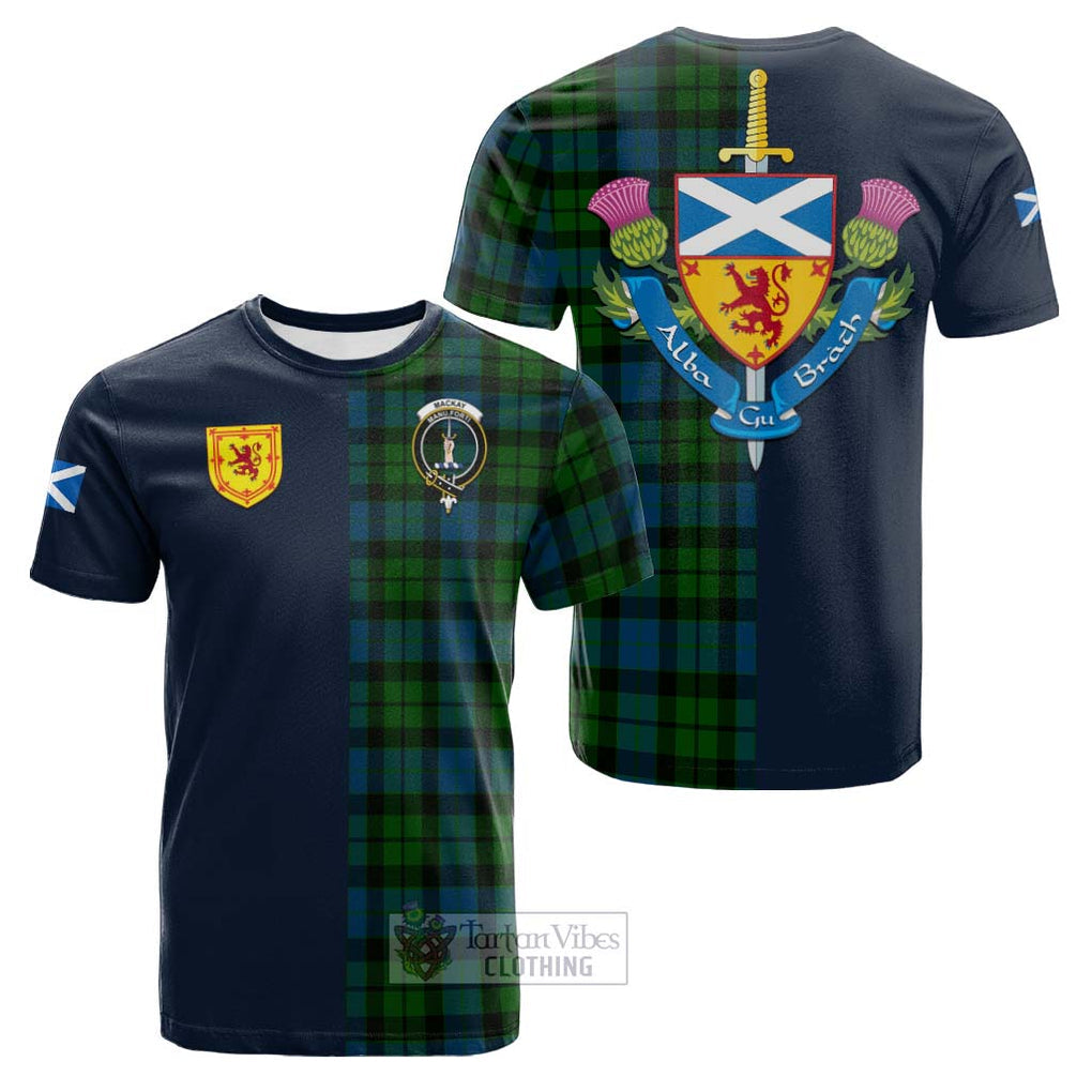Tartan Vibes Clothing MacKay Modern Tartan Cotton T-shirt with Scottish Lion Royal Arm Half Style