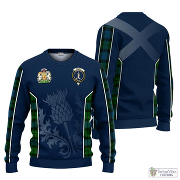 Tartan Vibes Clothing MacKay Modern Tartan Knitted Sweatshirt with Family Crest and Scottish Thistle Vibes Sport Style