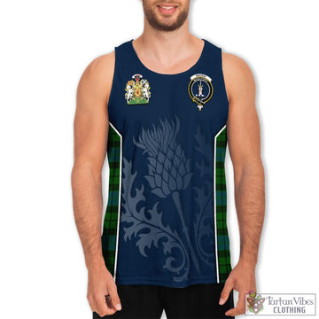 Tartan Vibes Clothing MacKay Modern Tartan Men's Tanks Top with Family Crest and Scottish Thistle Vibes Sport Style