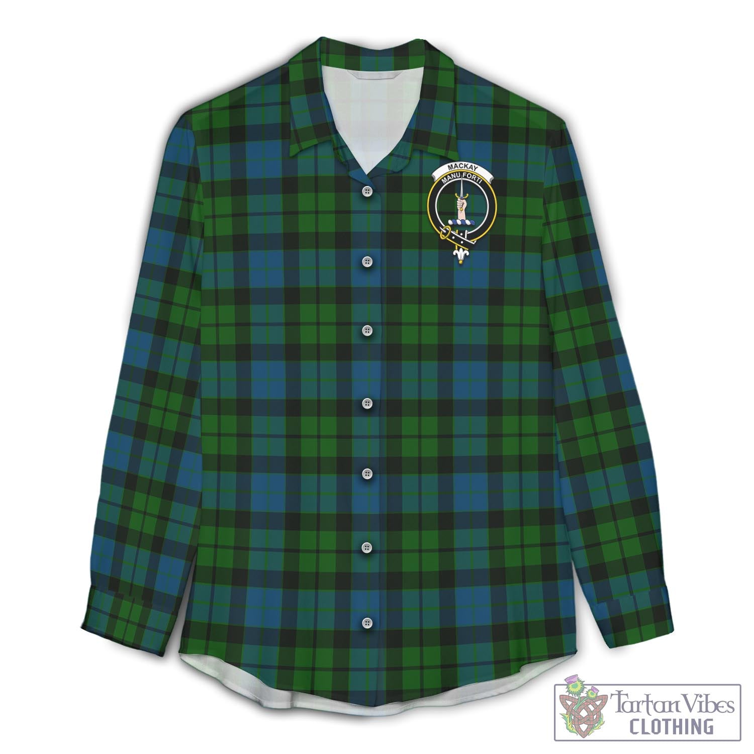 Tartan Vibes Clothing MacKay Modern Tartan Womens Casual Shirt with Family Crest