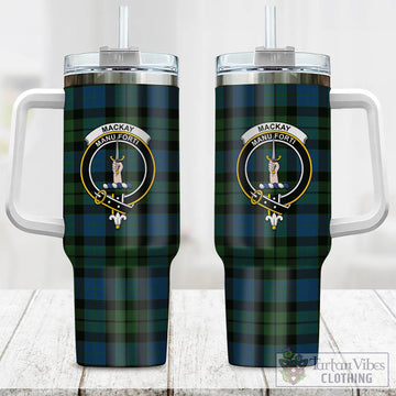 MacKay Modern Tartan and Family Crest Tumbler with Handle