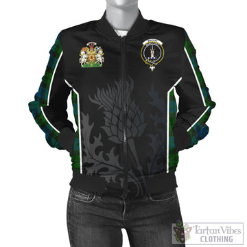 MacKay Modern Tartan Bomber Jacket with Family Crest and Scottish Thistle Vibes Sport Style