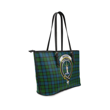MacKay Modern Tartan Leather Tote Bag with Family Crest