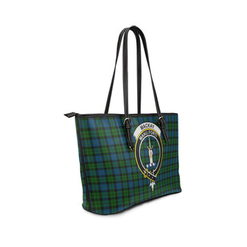 MacKay (McKay) Tartan Leather Tote Bag with Family Crest
