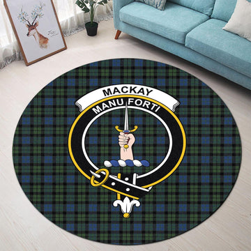 mackay-modern-tartan-round-rug-with-family-crest
