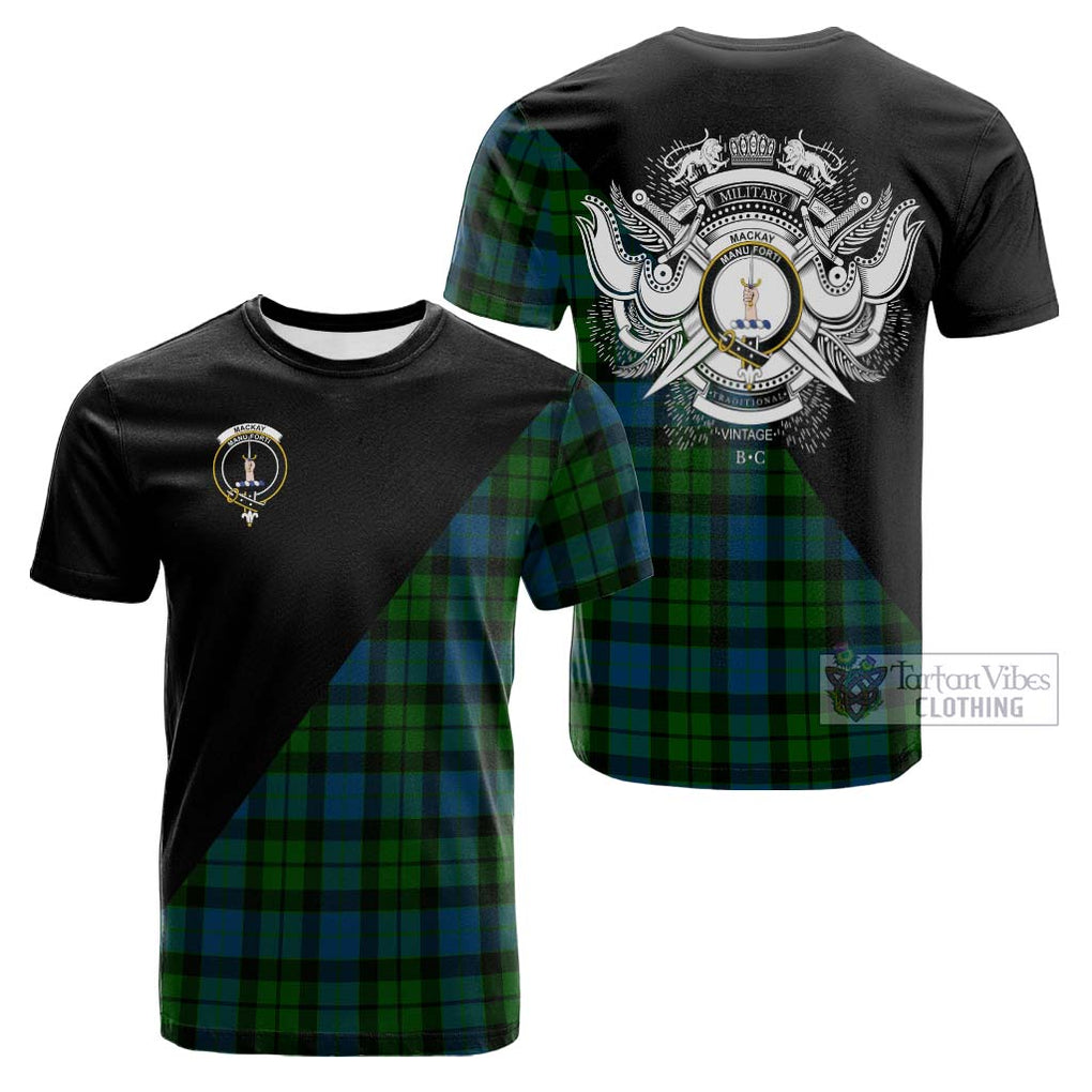 Tartan Vibes Clothing MacKay Modern Tartan Cotton T-shirt with Family Crest and Military Logo Style