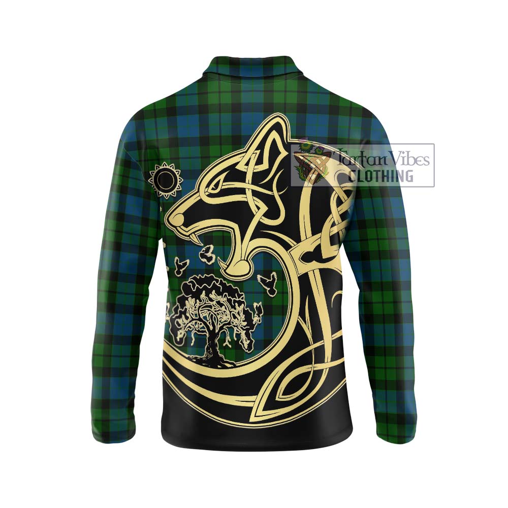 MacKay (McKay) Tartan Long Sleeve Polo Shirt with Family Crest Celtic Wolf Style - Tartanvibesclothing Shop