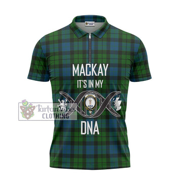 MacKay (McKay) Tartan Zipper Polo Shirt with Family Crest DNA In Me Style - Tartanvibesclothing Shop