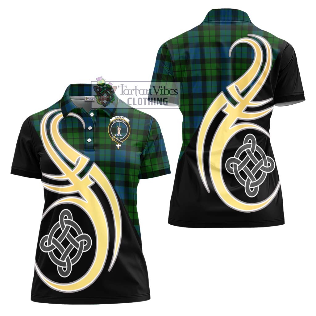 MacKay (McKay) Tartan Women's Polo Shirt with Family Crest and Celtic Symbol Style - Tartan Vibes Clothing