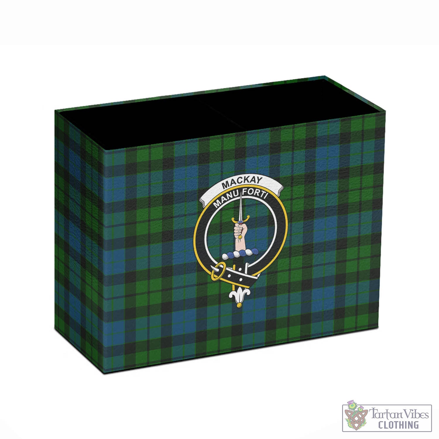 Tartan Vibes Clothing MacKay Modern Tartan Pen Holder with Family Crest