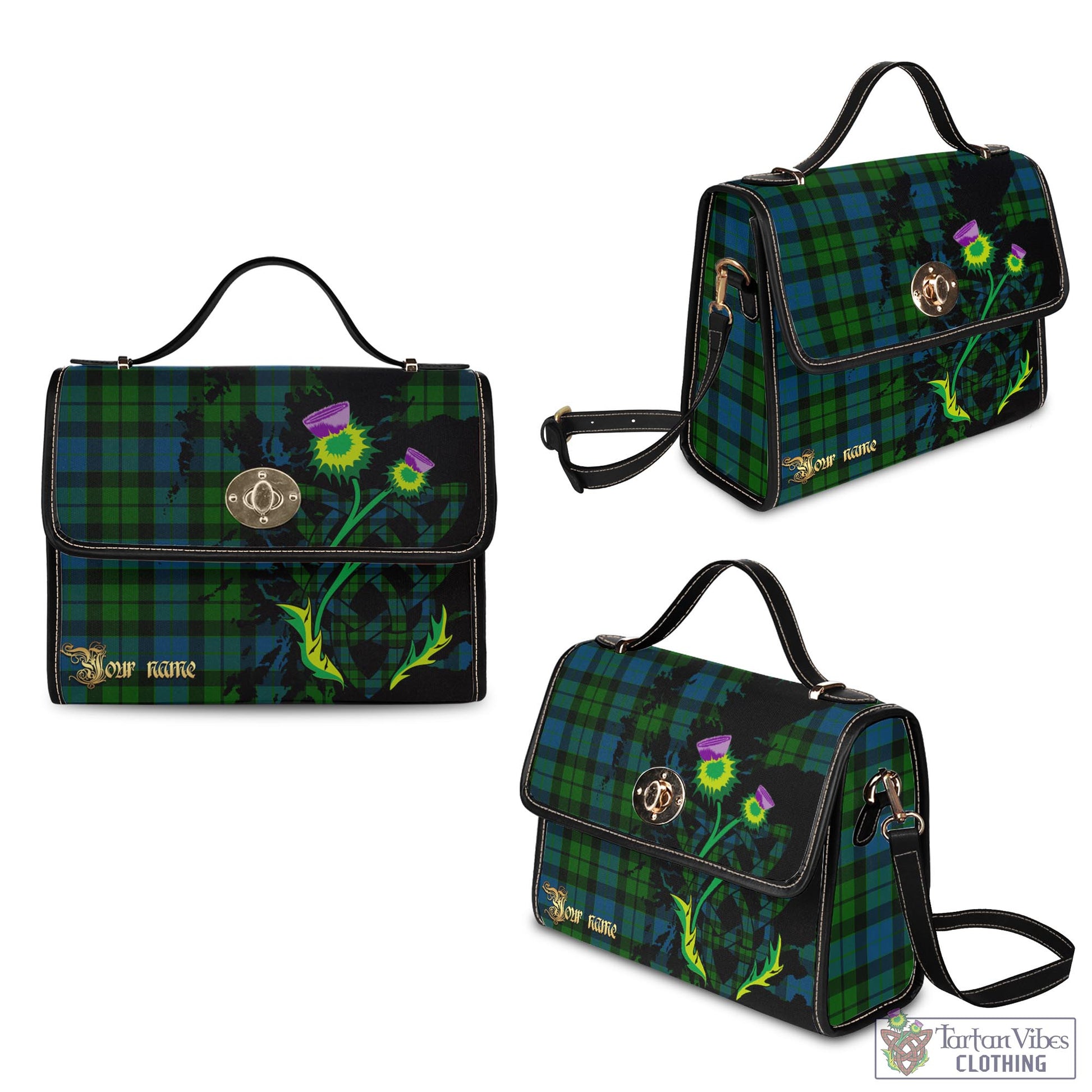 Tartan Vibes Clothing MacKay Modern Tartan Waterproof Canvas Bag with Scotland Map and Thistle Celtic Accents