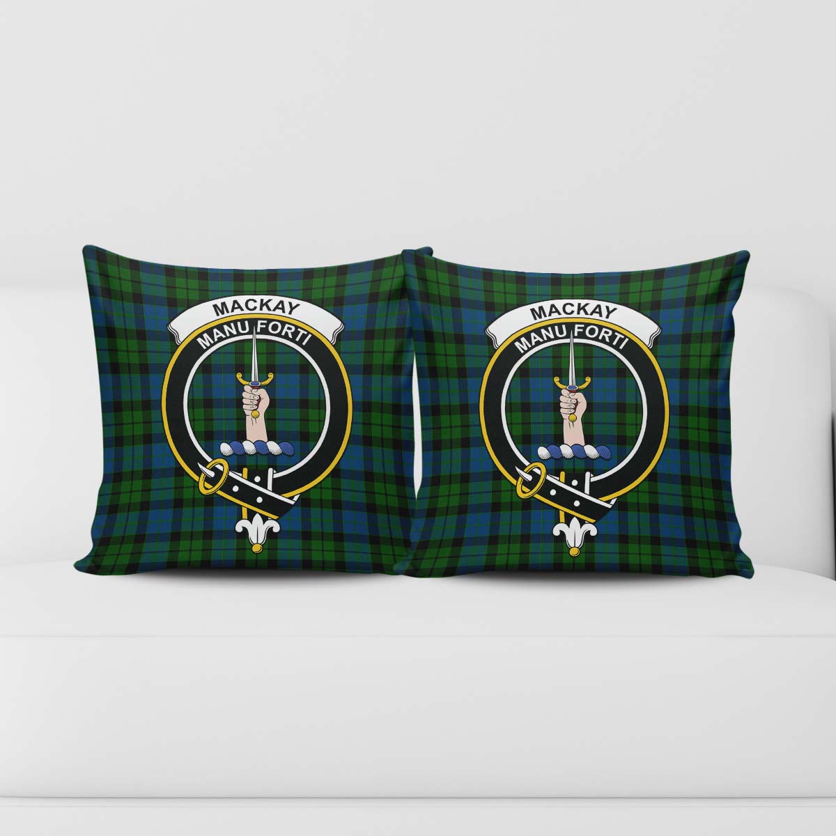 MacKay Modern Tartan Pillow Cover with Family Crest - Tartanvibesclothing