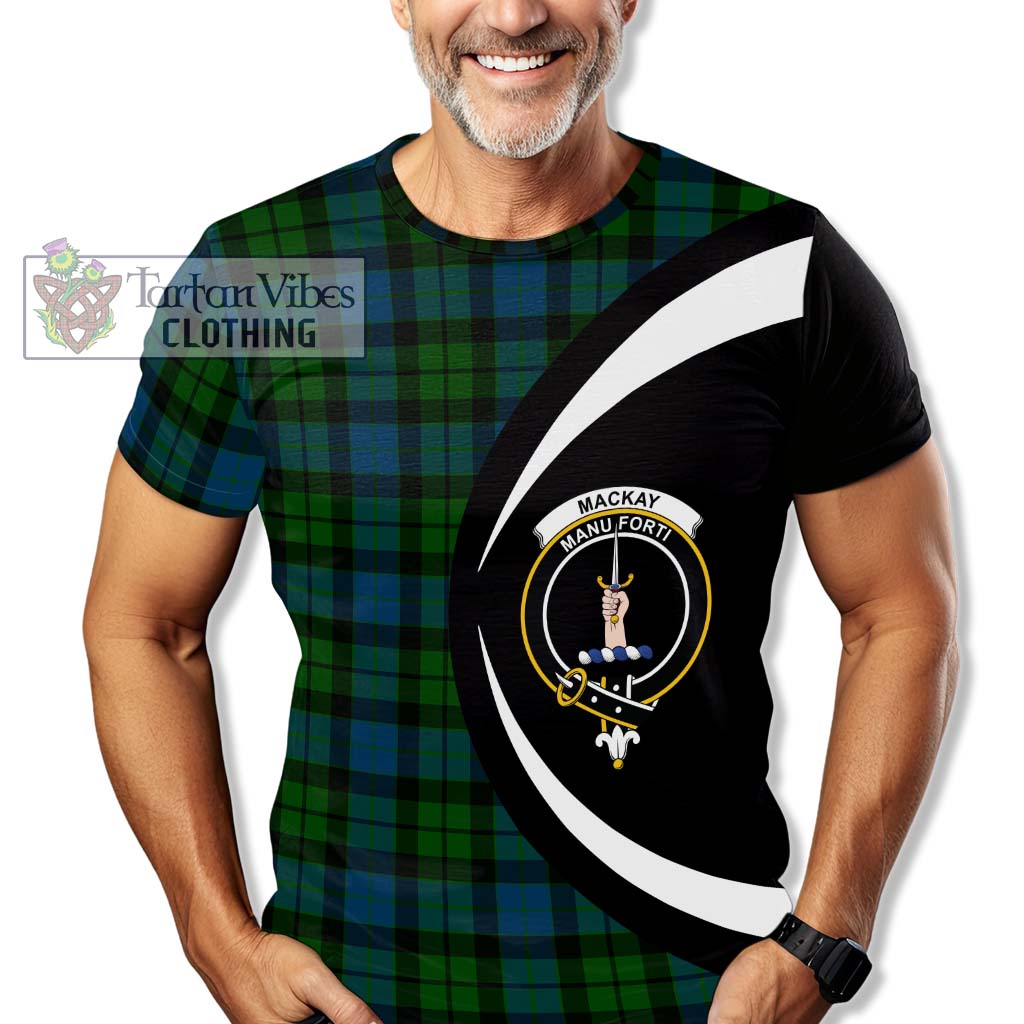 Tartan Vibes Clothing MacKay Modern Tartan T-Shirt with Family Crest Circle Style