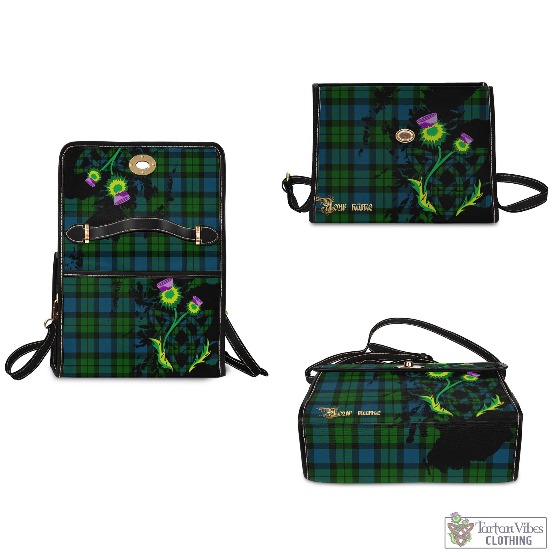 Tartan Vibes Clothing MacKay Modern Tartan Waterproof Canvas Bag with Scotland Map and Thistle Celtic Accents