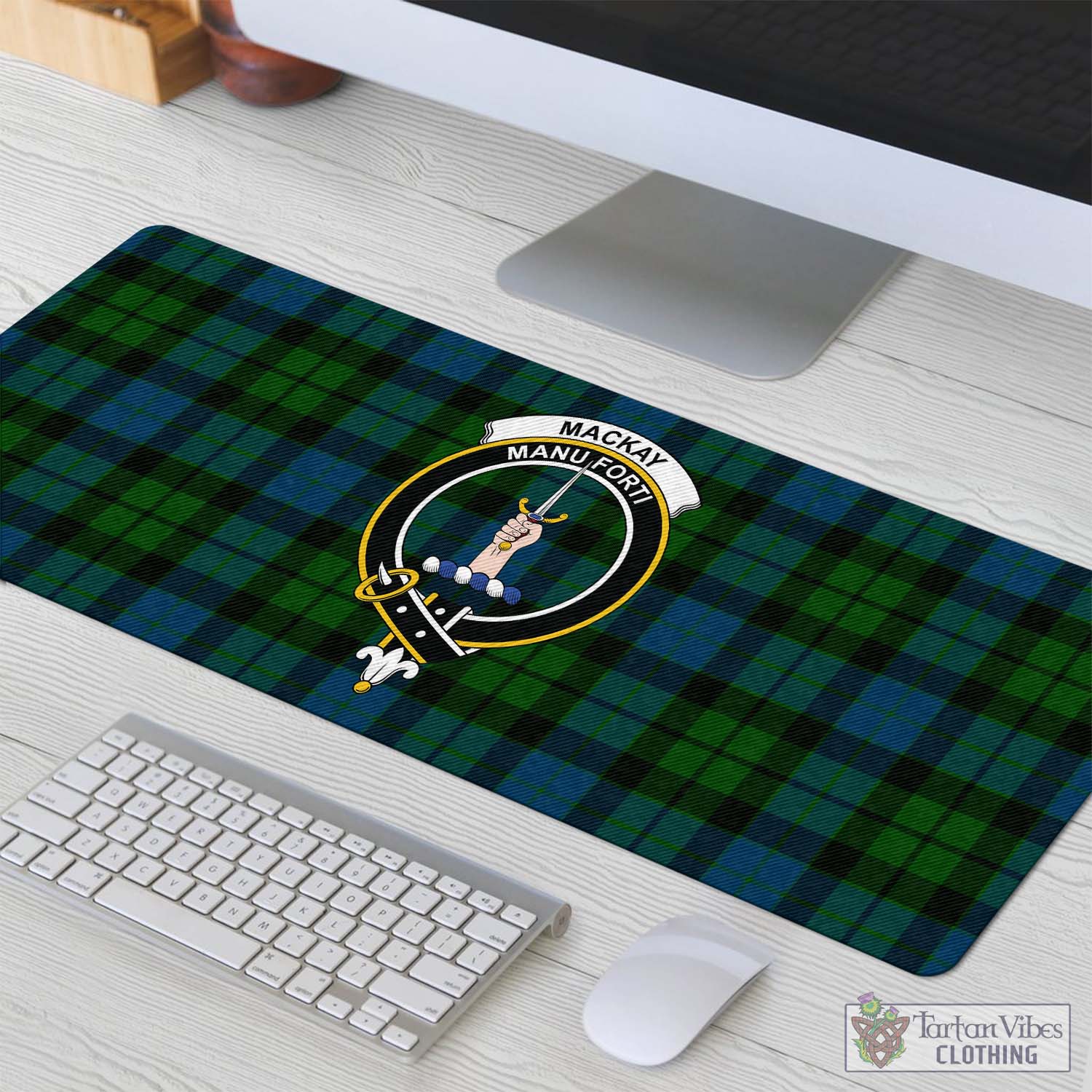 Tartan Vibes Clothing MacKay Modern Tartan Mouse Pad with Family Crest