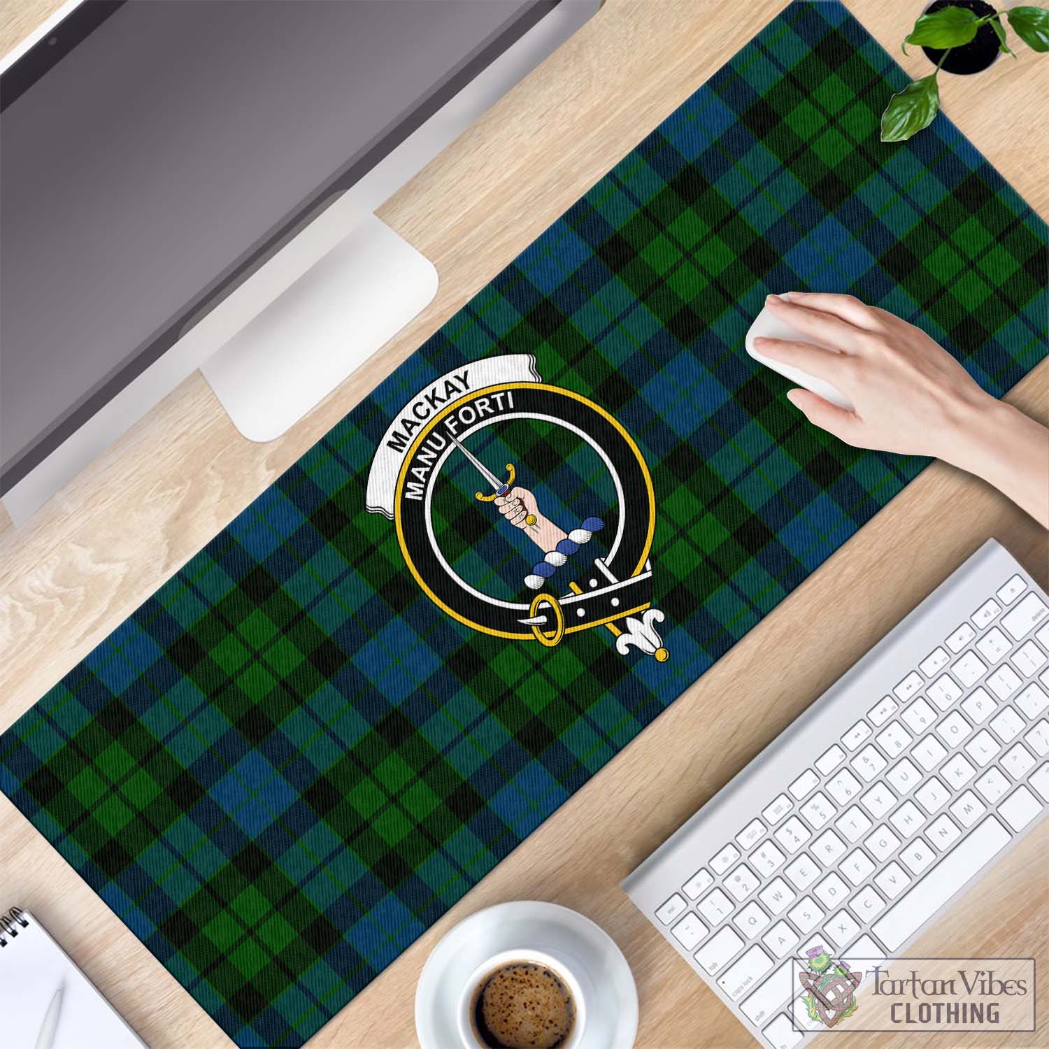 Tartan Vibes Clothing MacKay Modern Tartan Mouse Pad with Family Crest