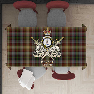MacKay of Strathnaver Tartan Tablecloth with Clan Crest and the Golden Sword of Courageous Legacy