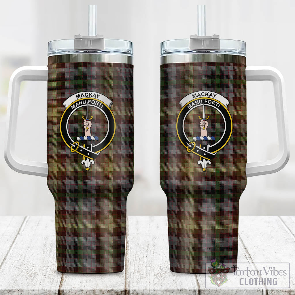 Tartan Vibes Clothing MacKay of Strathnaver Tartan and Family Crest Tumbler with Handle