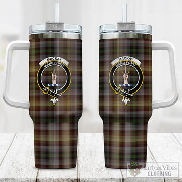 MacKay of Strathnaver Tartan and Family Crest Tumbler with Handle