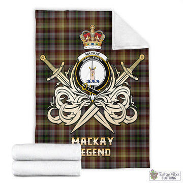 MacKay of Strathnaver Tartan Blanket with Clan Crest and the Golden Sword of Courageous Legacy