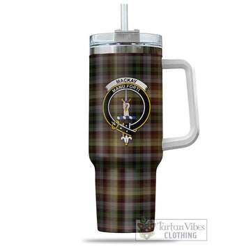 MacKay of Strathnaver Tartan and Family Crest Tumbler with Handle