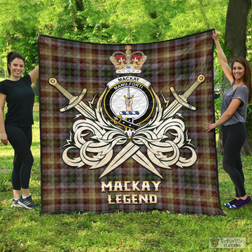 MacKay of Strathnaver Tartan Quilt with Clan Crest and the Golden Sword of Courageous Legacy