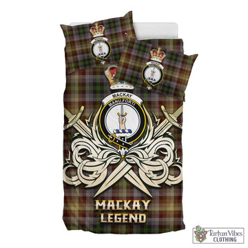 MacKay of Strathnaver Tartan Bedding Set with Clan Crest and the Golden Sword of Courageous Legacy