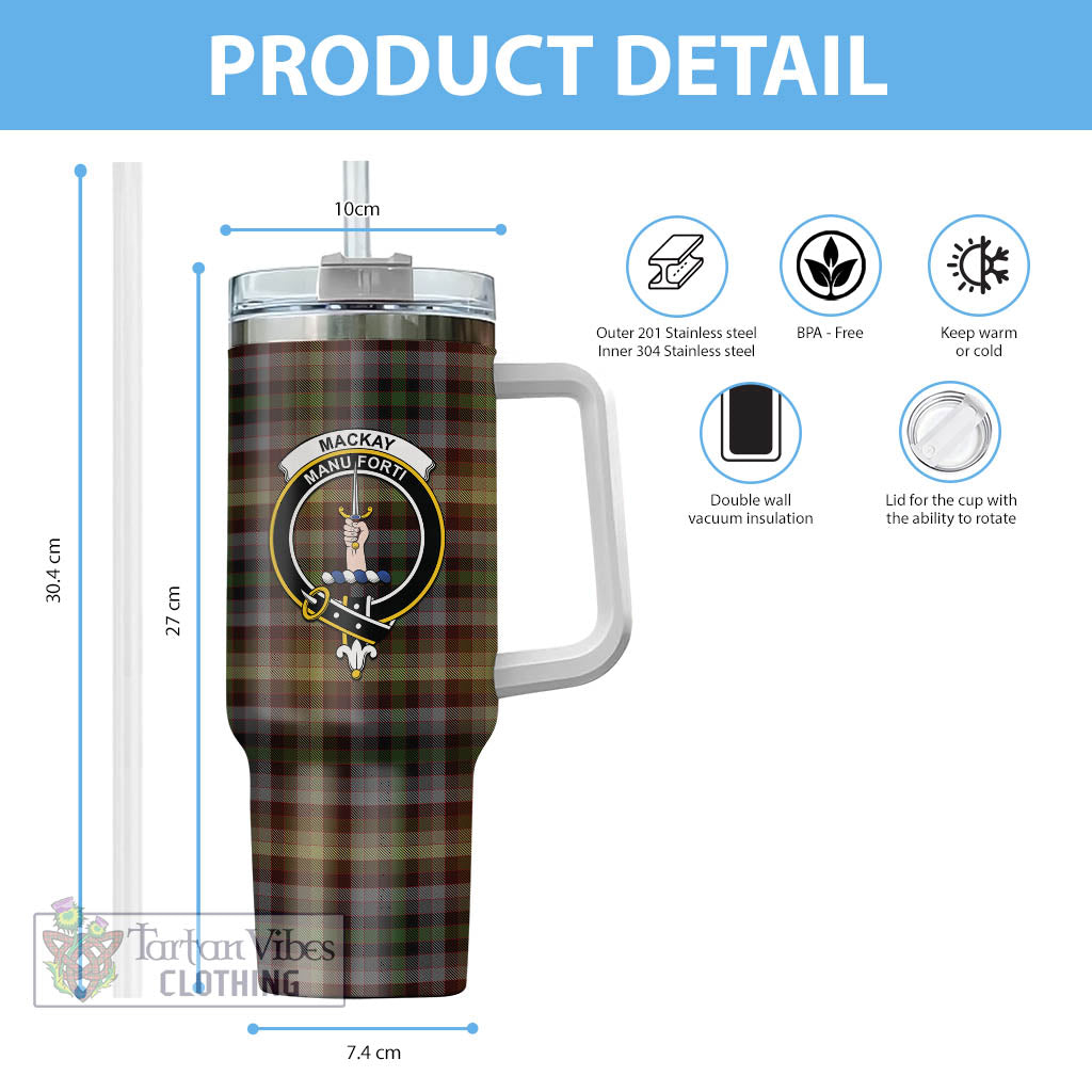 Tartan Vibes Clothing MacKay of Strathnaver Tartan and Family Crest Tumbler with Handle