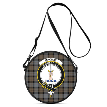 MacKay Weathered Tartan Round Satchel Bags with Family Crest