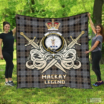 MacKay Weathered Tartan Quilt with Clan Crest and the Golden Sword of Courageous Legacy
