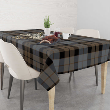 MacKay Weathered Tartan Tablecloth with Clan Crest and the Golden Sword of Courageous Legacy