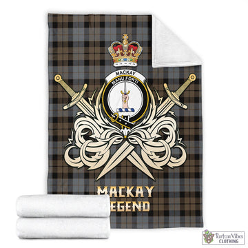 MacKay Weathered Tartan Blanket with Clan Crest and the Golden Sword of Courageous Legacy
